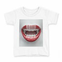 tシャツ キッズ 半袖 白地 デザイン 110 サイズ Tシャツ ティーシャツ T shirt 005717 唇 バーコード(4)
