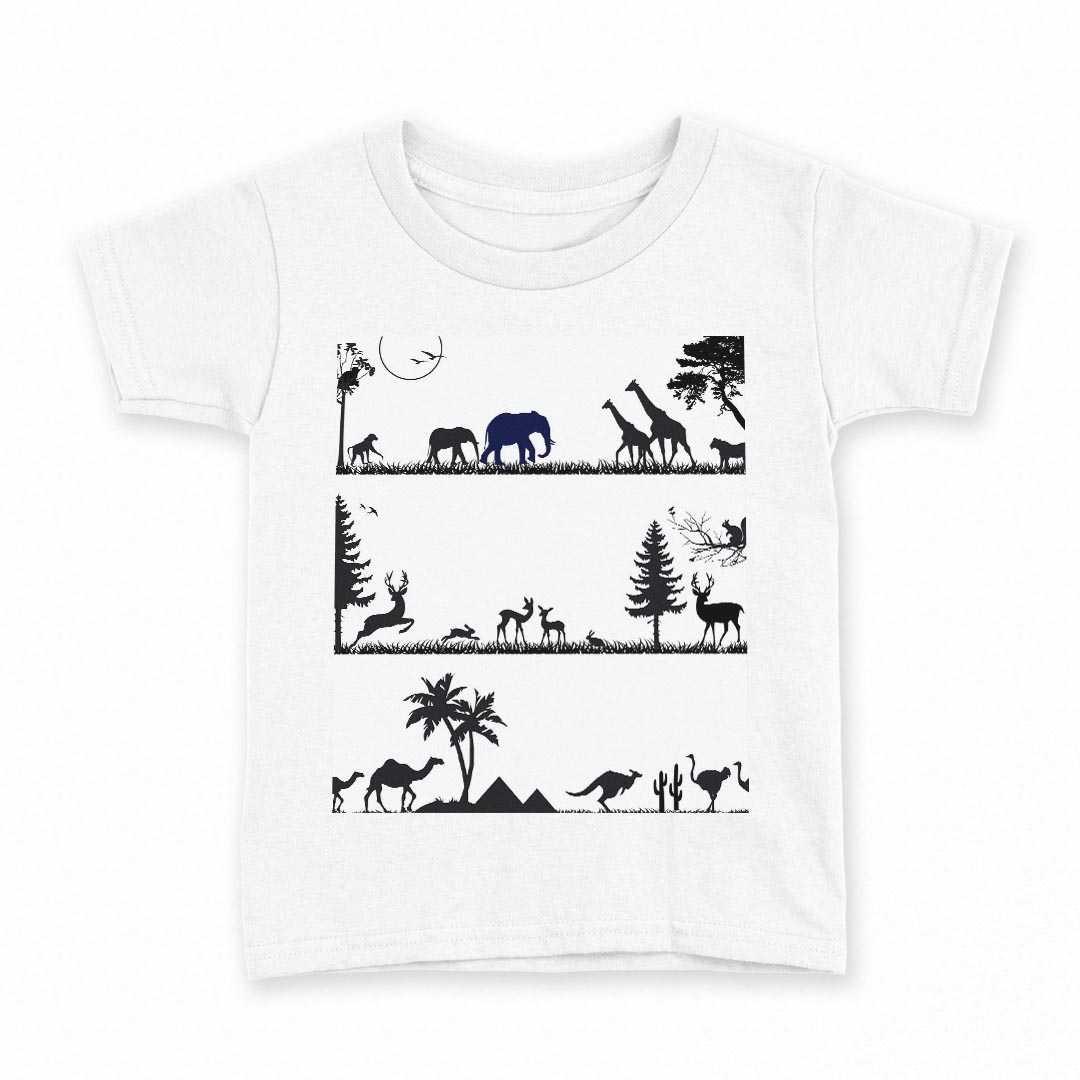 tシャツ キッズ 半袖 白地 デザイン 110 サイズ Tシャツ ティーシャツ T shirt 005906 影　動物