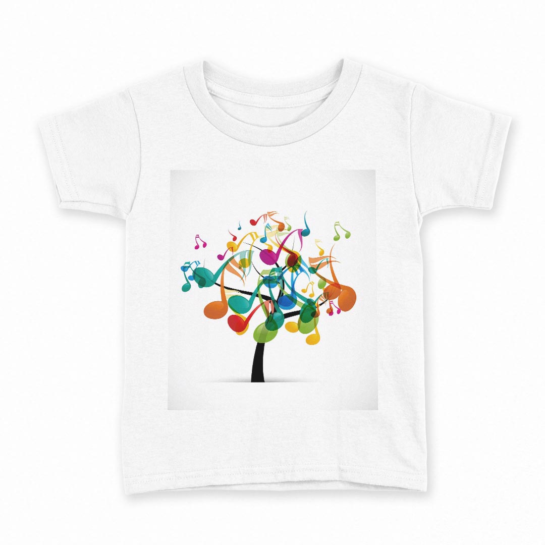 tシャツ キッズ 半袖 白地 デザイン 120 サイズ Tシャツ ティーシャツ T shirt 005962 音符　カラフル(4)