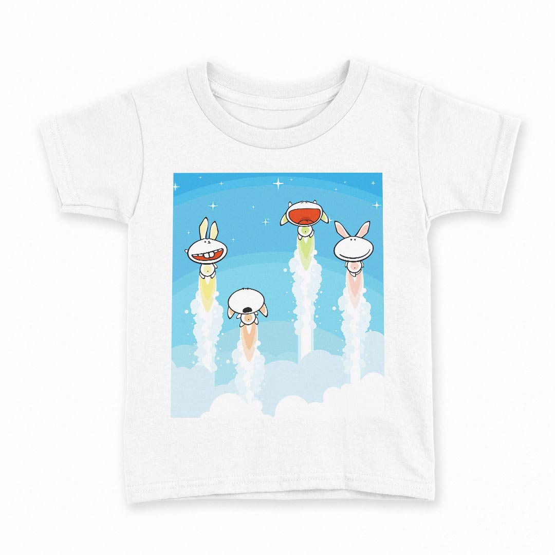 tシャツ キッズ 半袖 白地 デザイン 140 サイズ Tシャツ ティーシャツ T shirt 006086 兎　イラスト　うさぎ