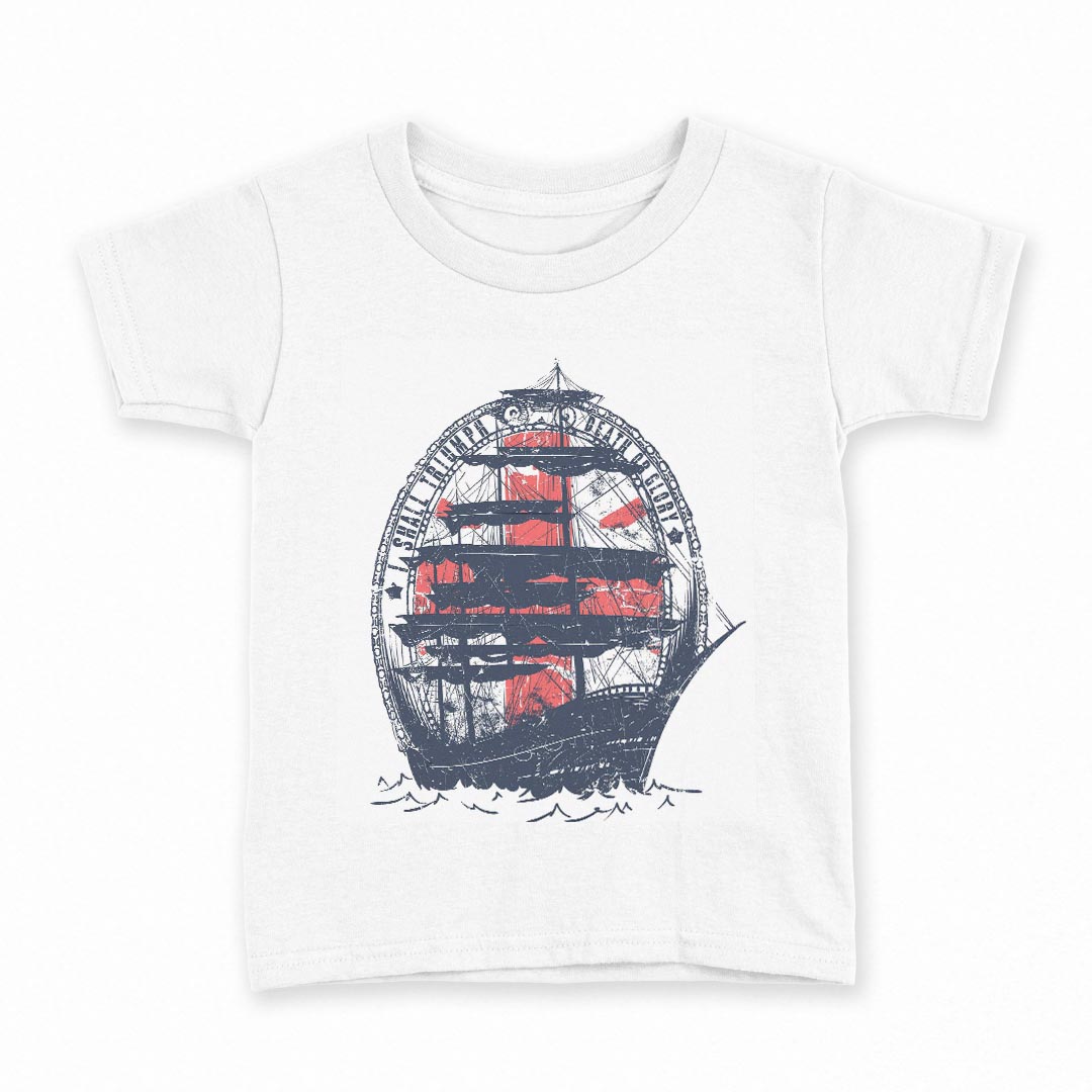 tシャツ キッズ 半袖 白地 デザイン 130 サイズ Tシャツ ティーシャツ T shirt 006134 船　イラスト　海