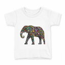 tシャツ キッズ 半袖 白地 デザイン 90 Tシャツ ティーシャツ T shirt 006335 象 動物 花