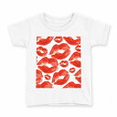 tシャツ キッズ 半袖 白地 デザイン 110 サイズ Tシャツ ティーシャツ T shirt 006367 唇 模様(4)