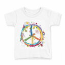 tシャツ キッズ 半袖 白地 デザイン 100 サイズ Tシャツ ティーシャツ T shirt 006369 カラフル ピースマーク(4)