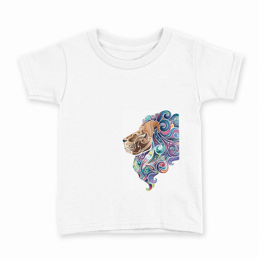 tシャツ キッズ 半袖 白地 デザイン 90 Tシャツ ティーシャツ T shirt 006409 動物 ライオン カラフル