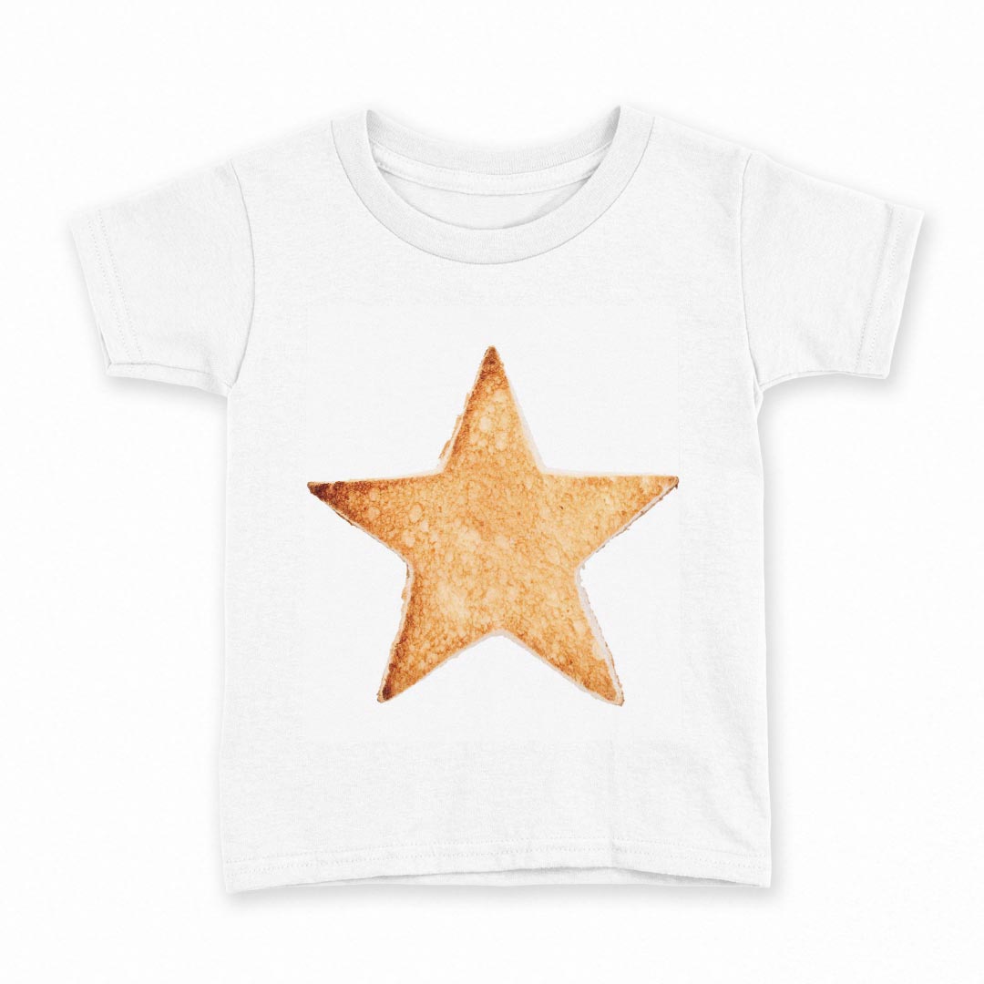 tシャツ キッズ 半袖 白地 デザイン 140 サイズ Tシャツ ティーシャツ T shirt 006493 パン　星　スター