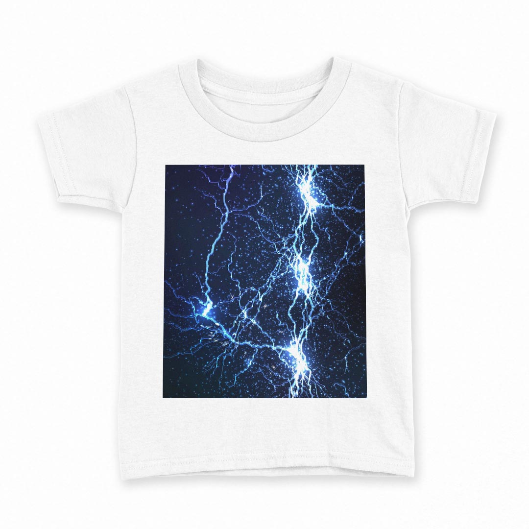 Rakuten - tシャツ キッズ 半袖 白地 デザイン 140 サイズ Tシャツ ティーシャツ T shirt 006500 雷　青　ブルー