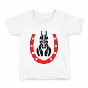 tシャツ キッズ 半袖 白地 デザイン 90 Tシャツ ティーシャツ T shirt 006502 馬 赤 レッド(4)