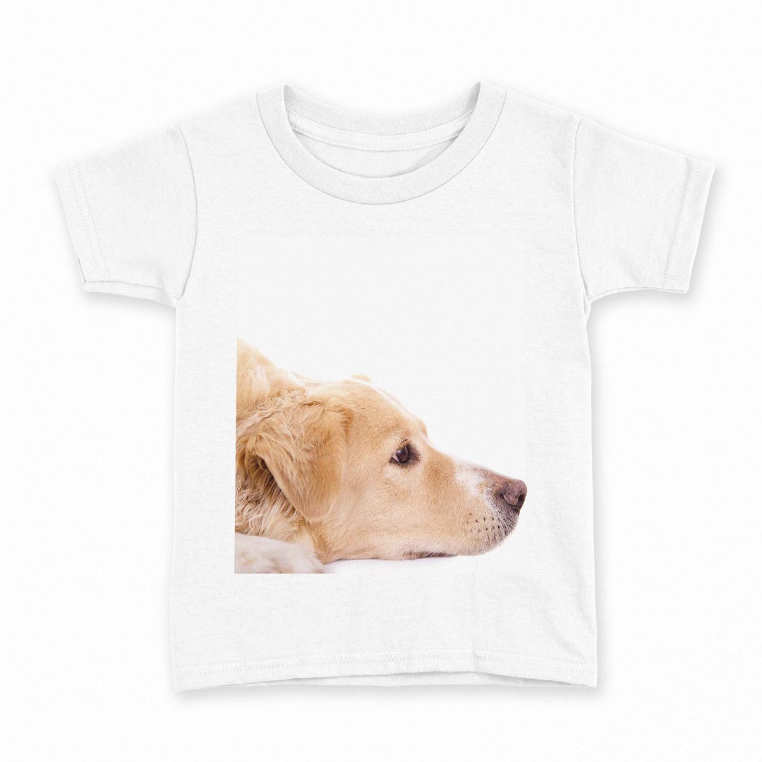 tシャツ キッズ 半袖 白地 デザイン 130 サイズ Tシャツ ティーシャツ T shirt 006630 写真　犬　動物