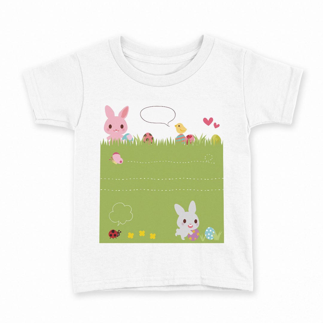 tシャツ キッズ 半袖 白地 デザイン 110 サイズ Tシャツ ティーシャツ T shirt 006785 うさぎ　キャラクター