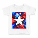 tシャツ キッズ 半袖 白地 デザイン 150 サイズ Tシャツ ティーシャツ T shirt 006808 星 スター 赤 青(4)