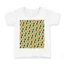 tシャツ キッズ 半袖 白地 デザイン 90 Tシャツ ティーシャツ T shirt 006884 緑 オレンジ 模様(4)