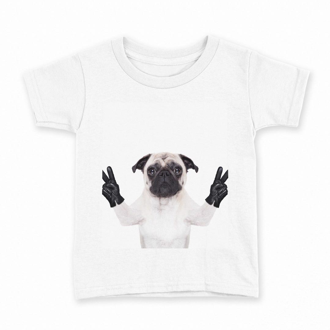 tシャツ キッズ 半袖 白地 デザイン 120 サイズ Tシャツ ティーシャツ T shirt 006895 動物　犬　写真