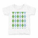 tシャツ キッズ 半袖 白地 デザイン 90 Tシャツ ティーシャツ T shirt 007098 アーガイル 模様