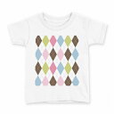 tシャツ キッズ 半袖 白地 デザイン 160 サイズ Tシャツ ティーシャツ T shirt 007111 アーガイル 模様
