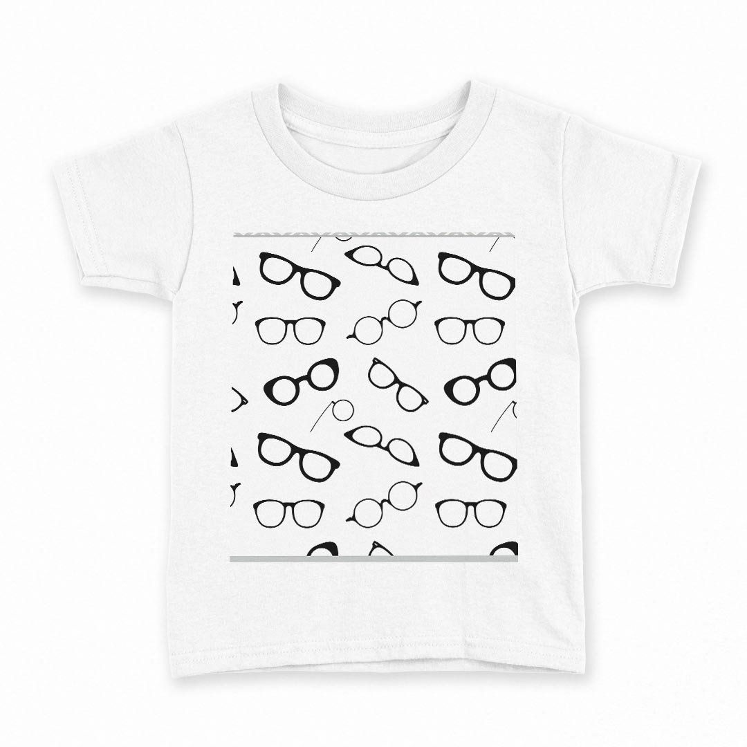 tシャツ キッズ 半袖 白地 デザイン 140 サイズ Tシャツ ティーシャツ T shirt 007157 眼鏡 模様