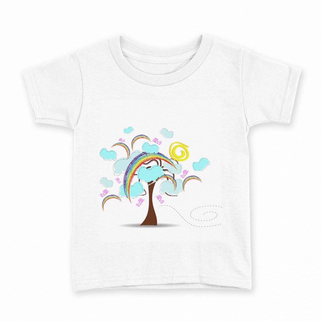 tシャツ キッズ 半袖 白地 デザイン 160 サイズ Tシャツ ティーシャツ T shirt 007263 虹　イラスト