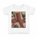 tシャツ キッズ 半袖 白地 デザイン 130 サイズ Tシャツ ティーシャツ T shirt 007289 レトロ 国旗 英国(4)