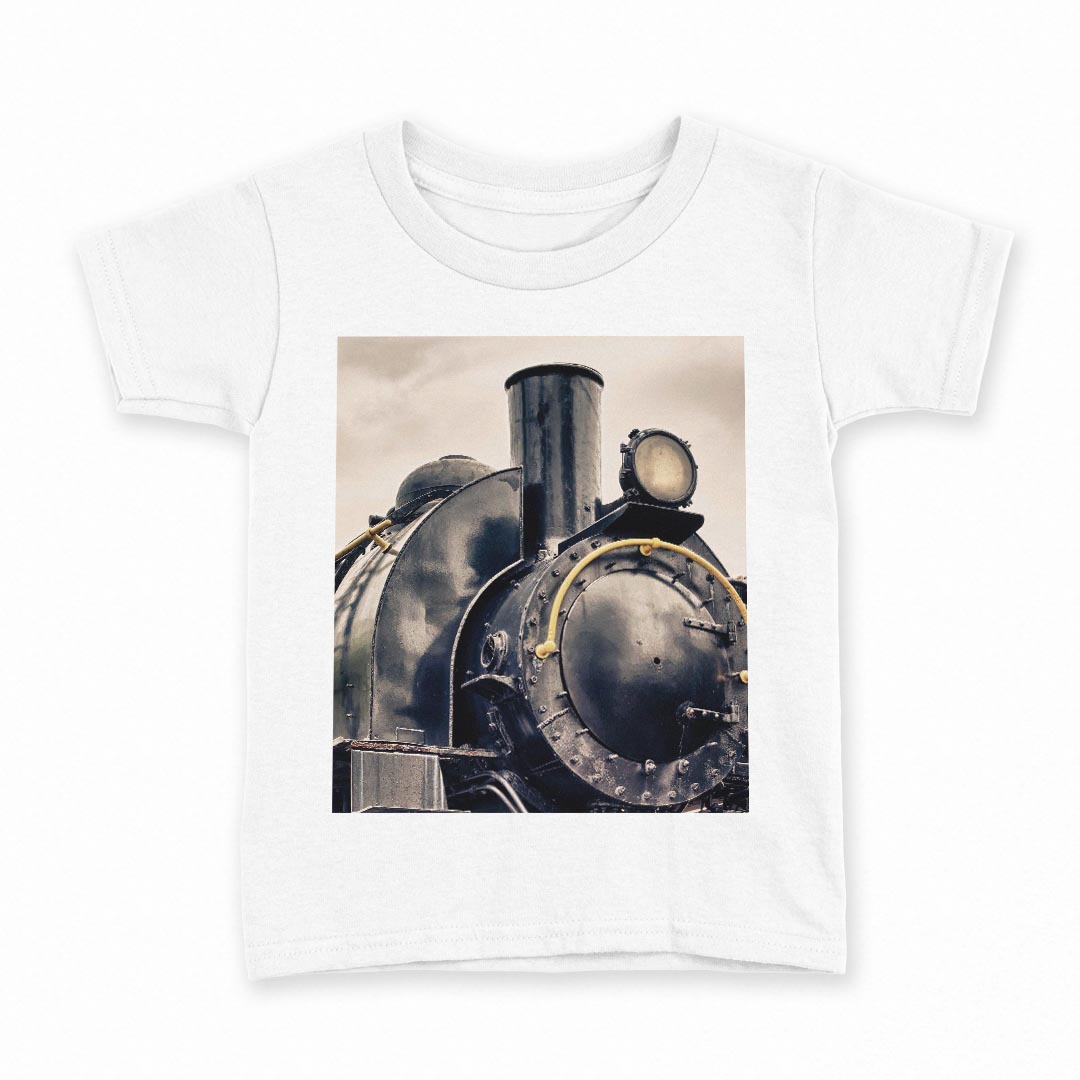 tシャツ キッズ 半袖 白地 デザイン 130 サイズ Tシャツ ティーシャツ T shirt 007342 写真　機関車　..