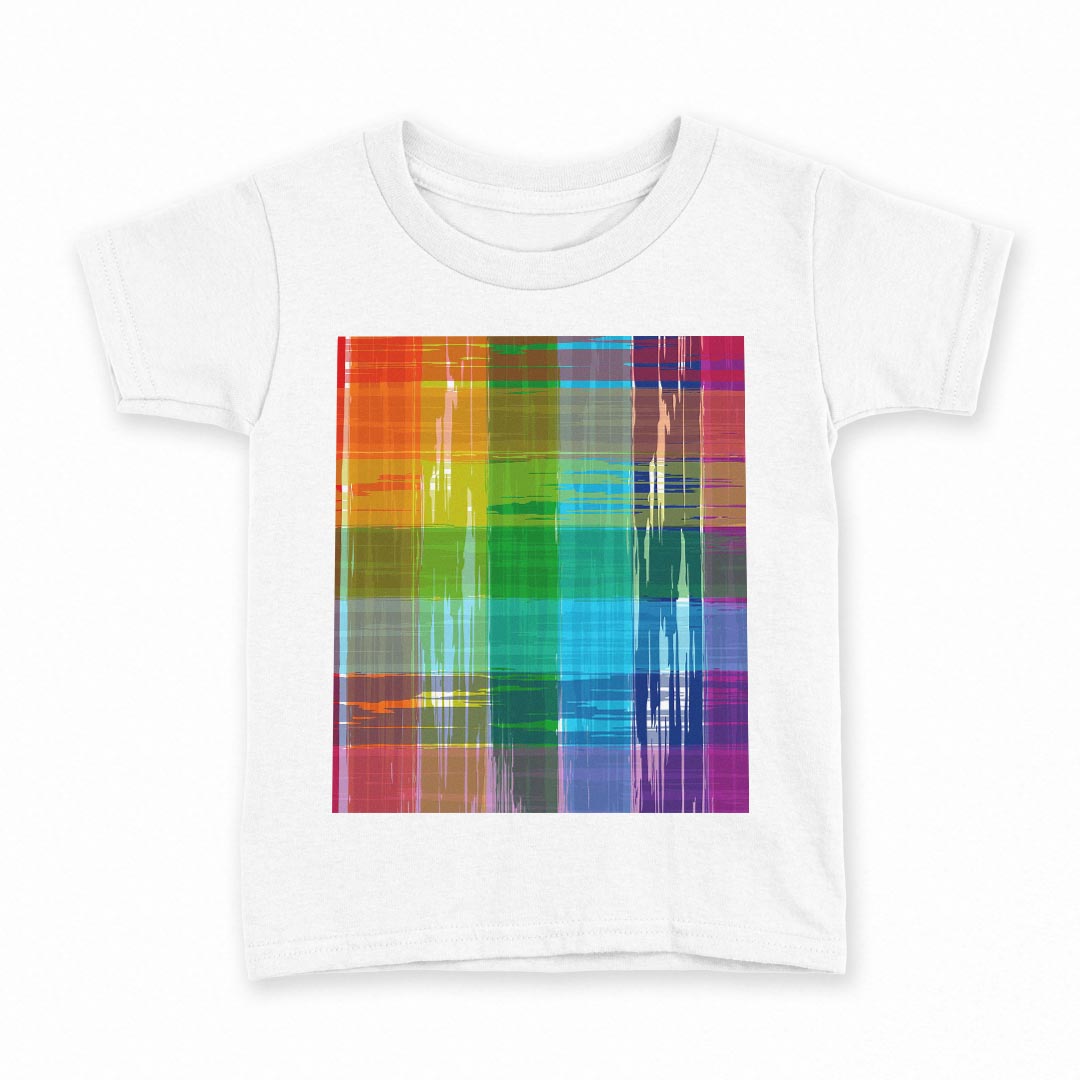 T-Shirts （Short Sleeve） - tシャツ キッズ 半袖 白地 デザイン 130 サイズ Tシャツ ティーシャツ T shirt 007406 カラフル　レインボー　チェック　模様