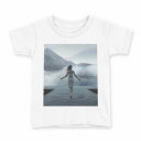 tシャツ キッズ 半袖 白地 デザイン 100 サイズ Tシャツ ティーシャツ T shirt 007514 写真 山 湖 人物