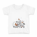 tシャツ キッズ 半袖 白地 デザイン 120 サイズ Tシャツ ティーシャツ T shirt 007620 植物 蝶 黒 ブラック オレンジ(4)