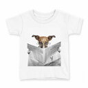 tシャツ キッズ 半袖 白地 デザイン 90 Tシャツ ティーシャツ T shirt 007706 写真 犬 いぬ 新聞(4)