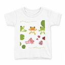 tシャツ キッズ 半袖 白地 デザイン 130 サイズ Tシャツ ティーシャツ T shirt 007872 カエル 蛙 緑 グリーン(4)