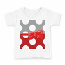 tシャツ キッズ 半袖 白地 デザイン 140 サイズ Tシャツ ティーシャツ T shirt 007942 水玉 リボン 赤 レッド(4)