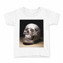 tシャツ キッズ 半袖 白地 デザイン 120 サイズ Tシャツ ティーシャツ T shirt 007989 ドクロ 骸骨 写真 黒 ブラック(4)