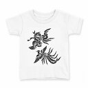 tシャツ キッズ 半袖 白地 デザイン 110 サイズ Tシャツ ティーシャツ T shirt 008009 鳥 とり 黒 ブラック イラスト