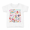 tシャツ キッズ 半袖 白地 デザイン 100 サイズ Tシャツ ティーシャツ T shirt 008078 イラスト 鳥 カラフル 花(4)