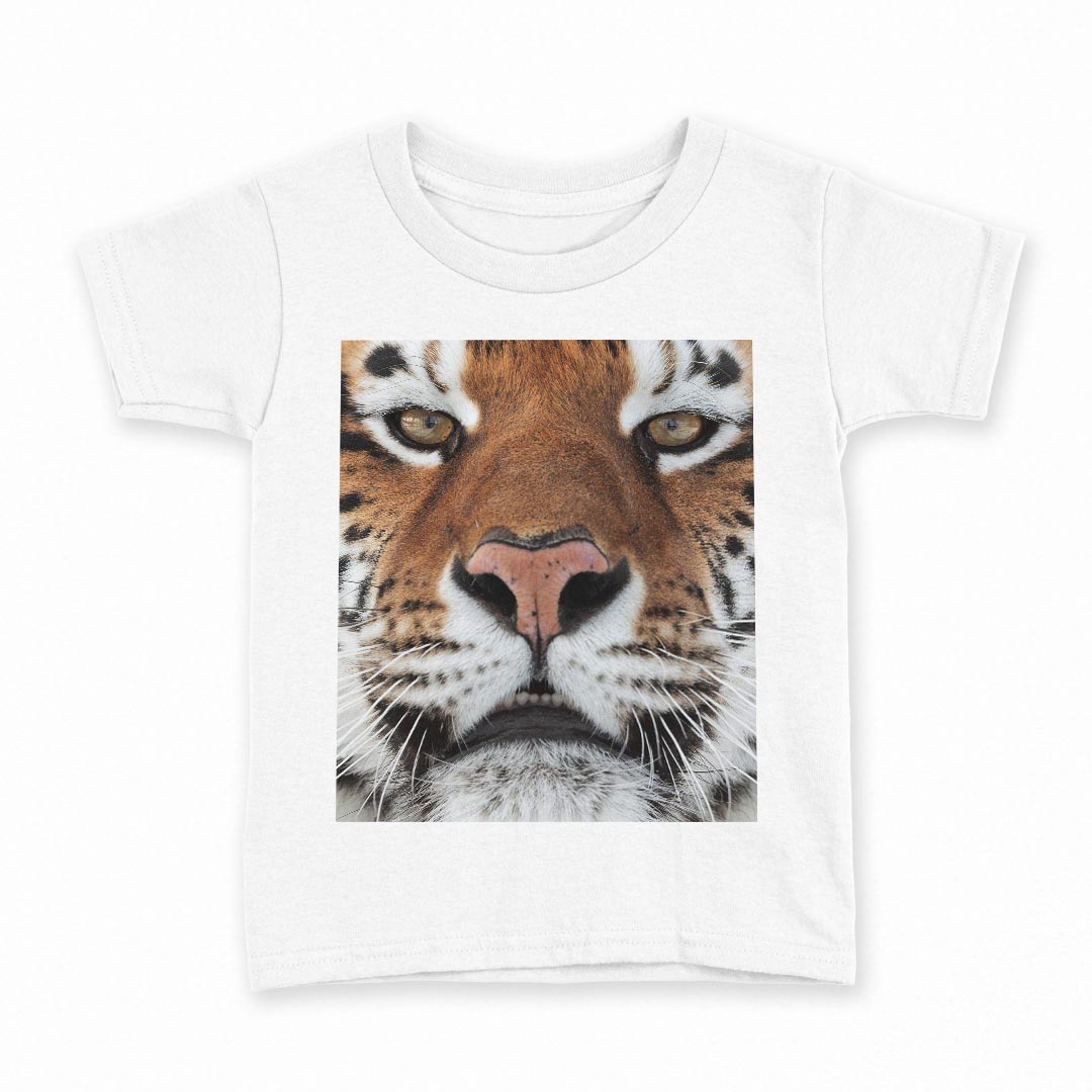 tシャツ キッズ 半袖 白地 デザイン 130 サイズ Tシャツ ティーシャツ T shirt 008090 写真　トラ　虎..
