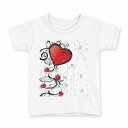 tシャツ キッズ 半袖 白地 デザイン 100 サイズ Tシャツ ティーシャツ T shirt 008122 ハート 赤 レッド 模様(4)