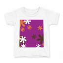 tシャツ キッズ 半袖 白地 デザイン 150 サイズ Tシャツ ティーシャツ T shirt 008172 花 紫 パープル(4)