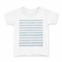 tシャツ キッズ 半袖 白地 デザイン 140 サイズ Tシャツ ティーシャツ T shirt 008235 青 ブルー ボーダー 模様(4)