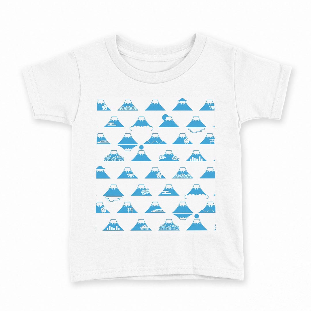 tシャツ キッズ 半袖 白地 デザイン 110 サイズ Tシャツ ティーシャツ T shirt 008274 青　ブルー　富..