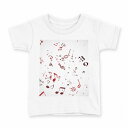 tシャツ キッズ 半袖 白地 デザイン 90 Tシャツ ティーシャツ T shirt 008289 音符 楽譜 赤 レッド(4)