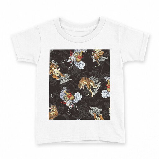 tシャツ キッズ 半袖 白地 デザイン 100 サイズ Tシャツ ティーシャツ T shirt 008675 和風 和柄 虎 龍 黒 ブラック tシャツ キッズ 半袖 白地 デザイン 100 サイズ Tシャツ ティーシャツ T shirt 008675 和風 和柄 虎 龍 黒 ブラック