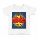tシャツ キッズ 半袖 白地 デザイン 90 Tシャツ ティーシャツ T shirt 008718 イラスト 赤 レッド ボクシング(4)