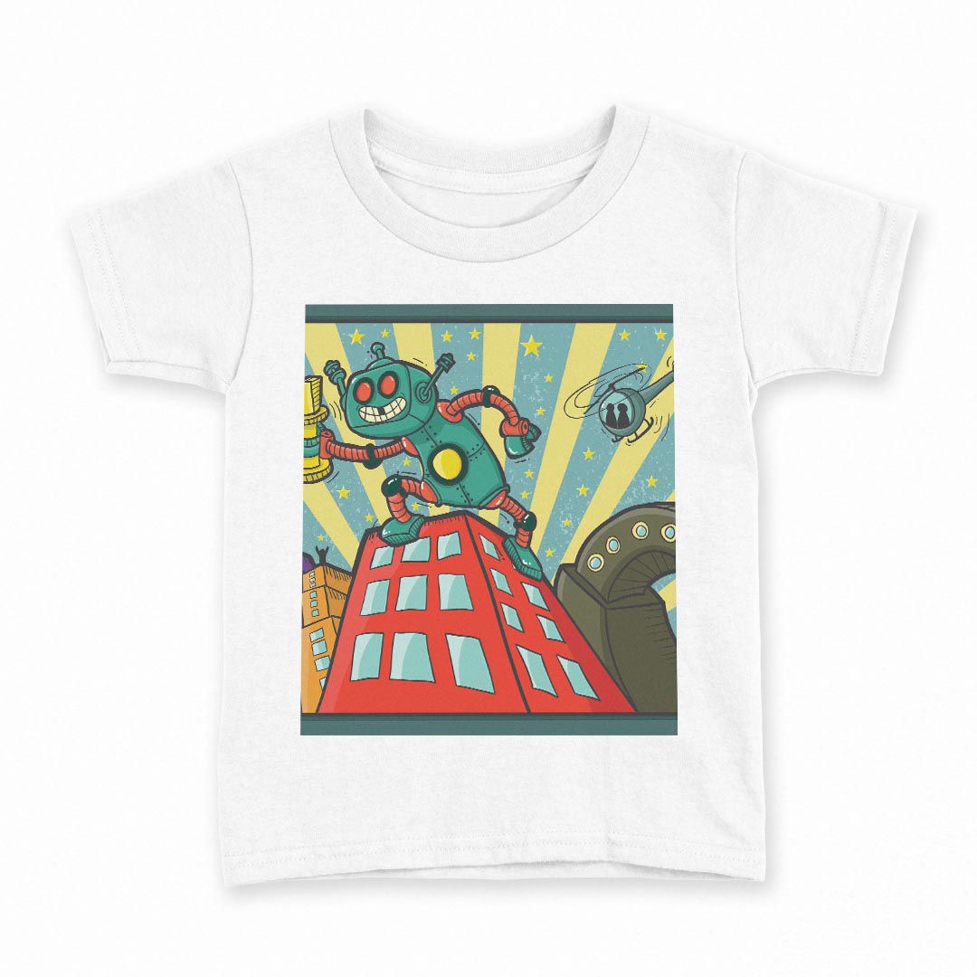 tシャツ キッズ 半袖 白地 デザイン 160 サイズ Tシャツ ティーシャツ T shirt 008742 ロボット　イラ..