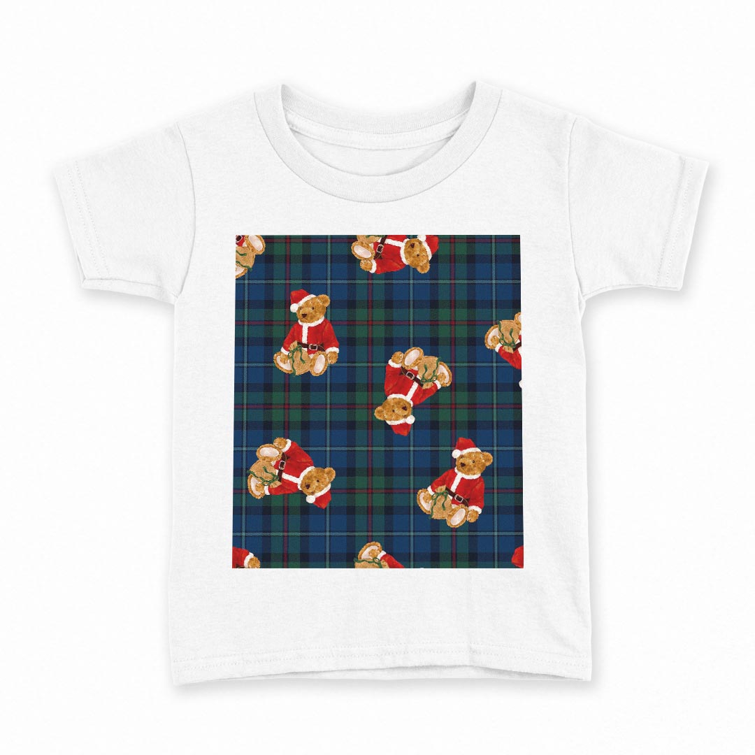 Other - tシャツ キッズ 半袖 白地 デザイン 90 Tシャツ ティーシャツ T shirt 008771 チェック　熊