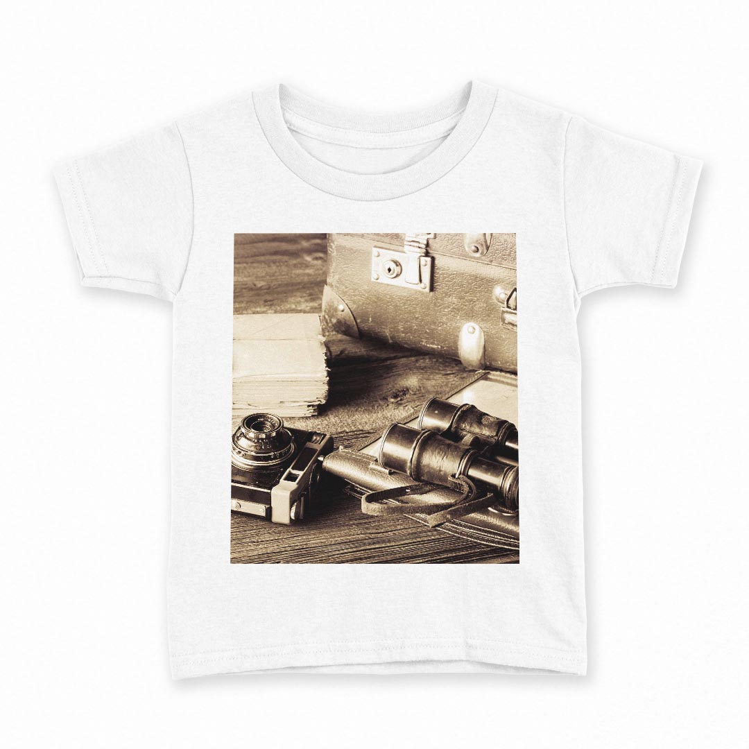 tシャツ キッズ 半袖 白地 デザイン 160 サイズ Tシャツ ティーシャツ T shirt 008823 写真 カメラ カバン アンティーク