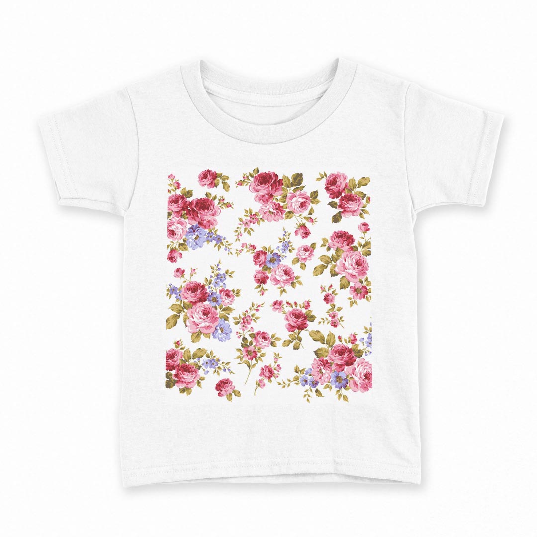 Kids,Baby, Maternity - tシャツ キッズ 半袖 白地 デザイン 110 サイズ Tシャツ ティーシャツ T shirt 008837 花　　ピンク　薔薇
