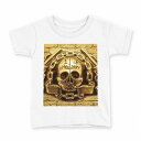 tシャツ キッズ 半袖 白地 デザイン 120 サイズ Tシャツ ティーシャツ T shirt 008879 ドクロ 髑髏 黄色 イエロー(4)