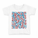 tシャツ キッズ 半袖 白地 デザイン 140 サイズ Tシャツ ティーシャツ T shirt 008890 数字 赤 レッド 青 ブルー 模様