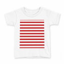 tシャツ キッズ 半袖 白地 デザイン 130 サイズ Tシャツ ティーシャツ T shirt 009031 シンプル ボーダー 赤(4)