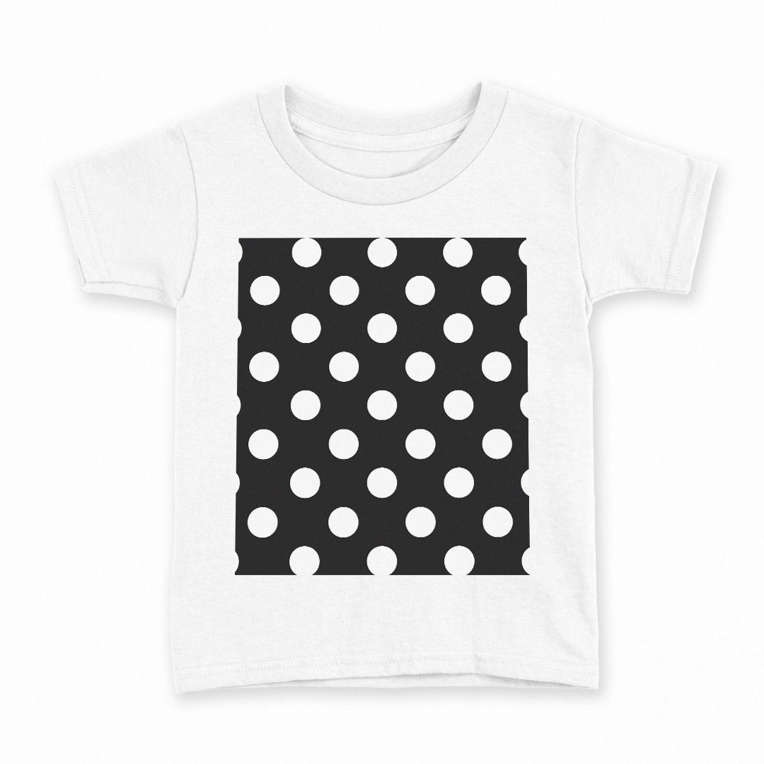 tシャツ キッズ 半袖 白地 デザイン 110 サイズ Tシャツ ティーシャツ T shirt 009093 シンプル 水玉 ドット 黒