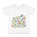tシャツ キッズ 半袖 白地 デザイン 150 サイズ Tシャツ ティーシャツ T shirt 009199 花 カラフル(4)