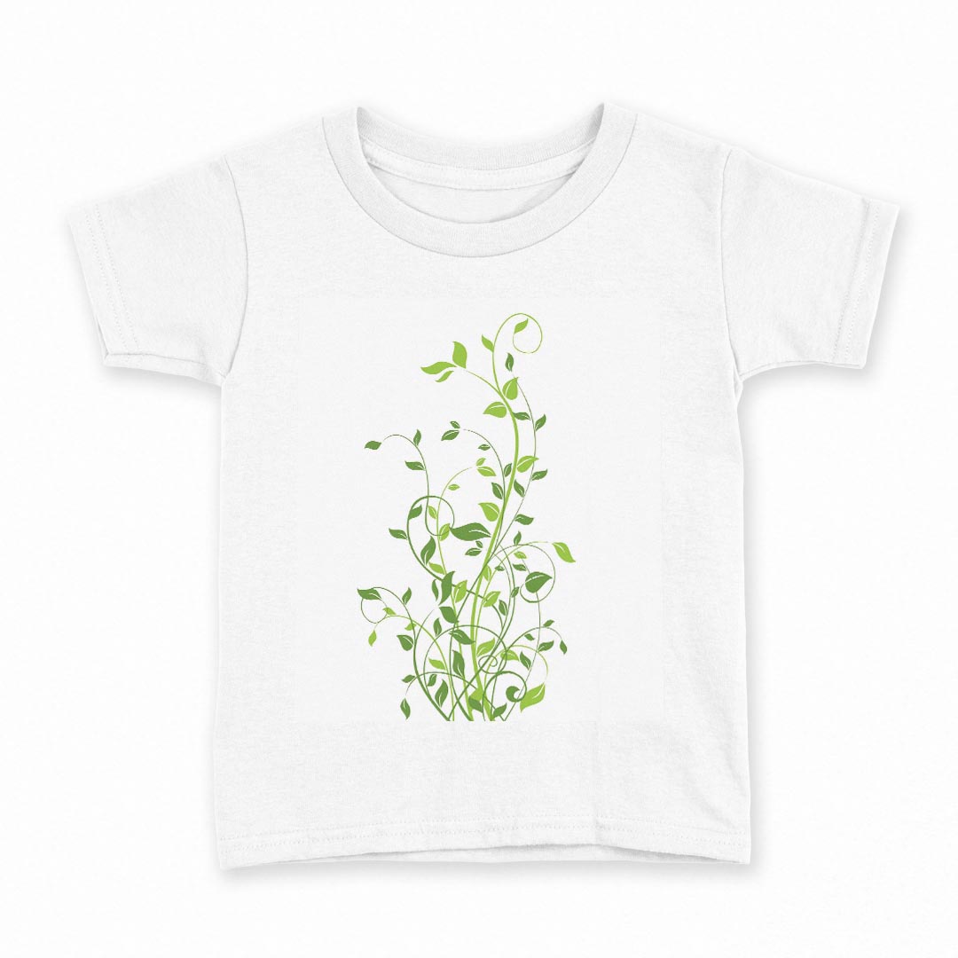 tシャツ キッズ 半袖 白地 デザイン 140 サイズ Tシャツ ティーシャツ T shirt 009219 植物　緑　シン..